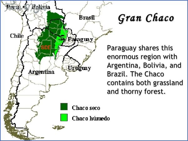 Map of Gran Chaco area in Paraguay, Uruguay, Argentina and Brazil